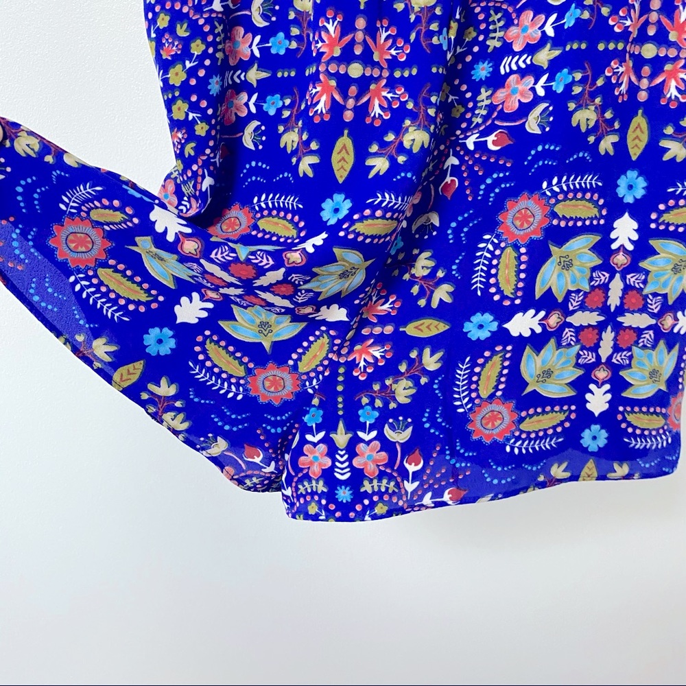 Everly Boho Mixed Pattern Floral Romper Blue SMALL - Picture 5 of 8
